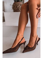 Dámské sandály na podpatku z eko semiše čokoládové Kevina