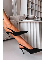 Dámské sandály na podpatku z eko semiše Černé Kevina