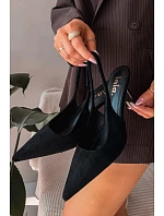 Dámské sandály na podpatku z eko semiše Černé Kevina