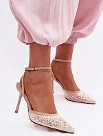 Dámské sandály na podpatku z eko kůže béžové Sedira