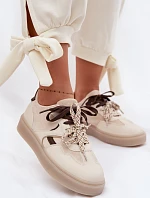 Dámské tenisky s dvojitými šněrováním světle béžové Relisa