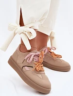 Dámské Tenisky S Dvojitými Šňůrkami Světle Hnědé Relisa