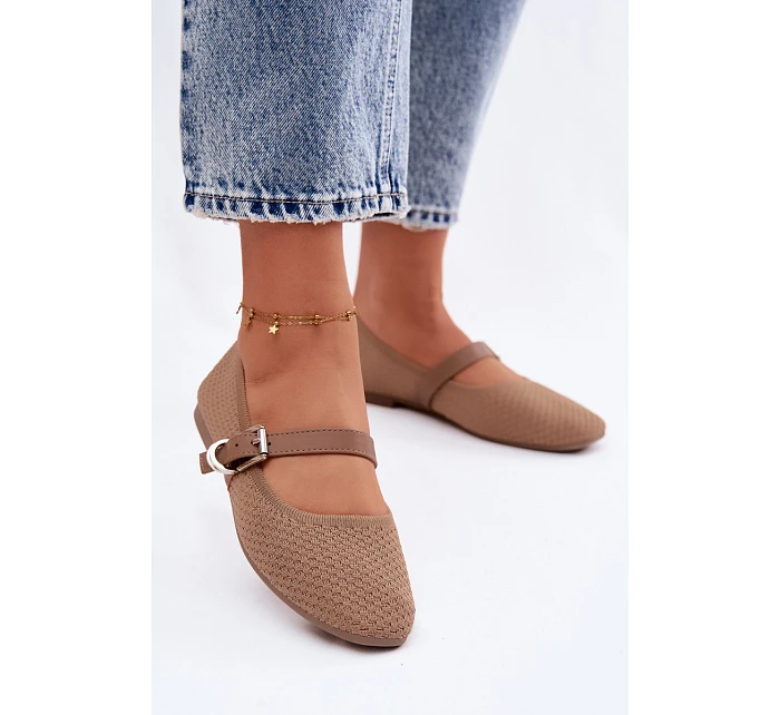 Materiálové baleríny s páskem a přezkou Khaki Jelisa Materiálové baleríny s páskem a přezkou Khaki Jelisa