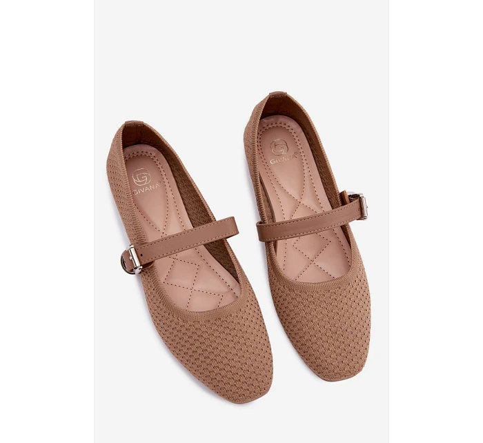 Materiálové baleríny s páskem a přezkou Khaki Jelisa Materiálové baleríny s páskem a přezkou Khaki Jelisa