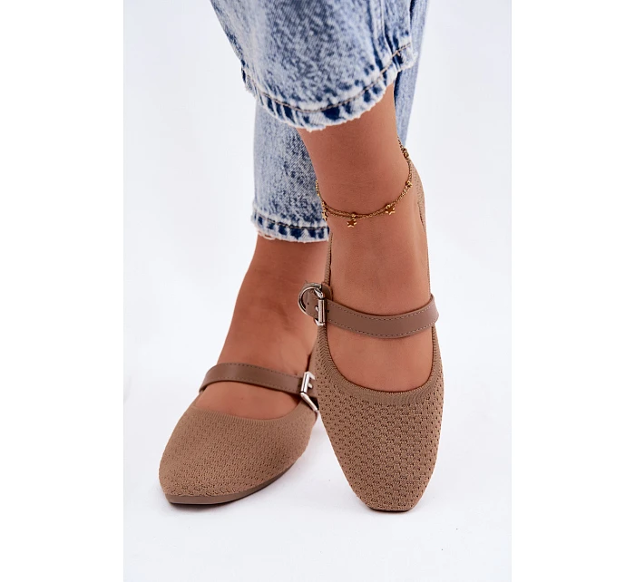 Materiálové baleríny s páskem a přezkou Khaki Jelisa Materiálové baleríny s páskem a přezkou Khaki Jelisa