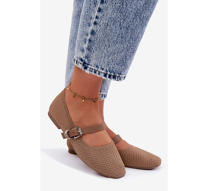 Materiálové baleríny s páskem a přezkou Khaki Jelisa Materiálové baleríny s páskem a přezkou Khaki Jelisa