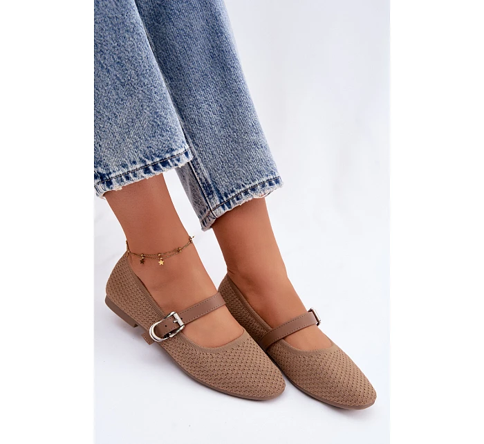 Materiálové baleríny s páskem a přezkou Khaki Jelisa Materiálové baleríny s páskem a přezkou Khaki Jelisa