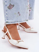 Dámské sandály na podpatku s špičatými špičkami bílé Felessa