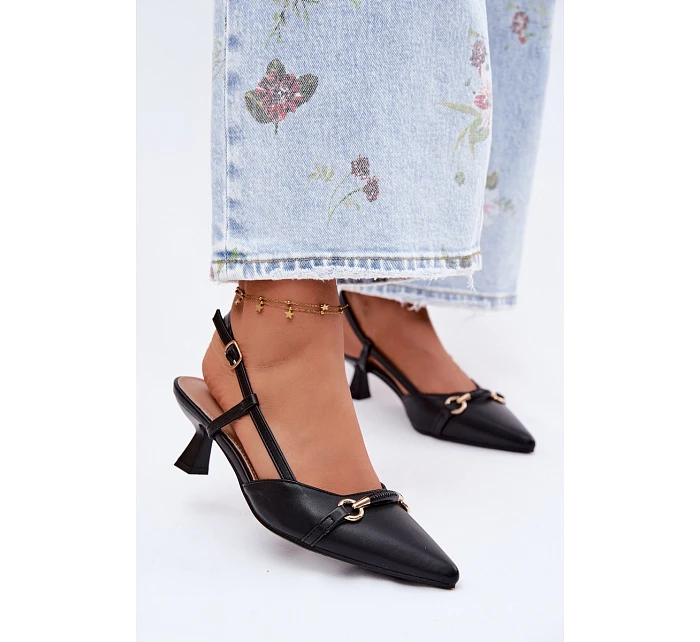 Dámské sandály na podpatku s špičatými špičkami Černé Felessa Dámské sandály na podpatku s špičatými špičkami Černé Felessa