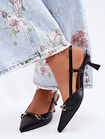 Dámské sandály na podpatku s špičatými špičkami Černé Felessa