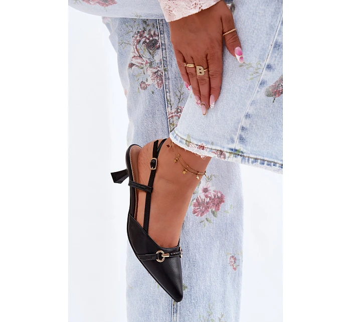 Dámské sandály na podpatku s špičatými špičkami Černé Felessa Dámské sandály na podpatku s špičatými špičkami Černé Felessa