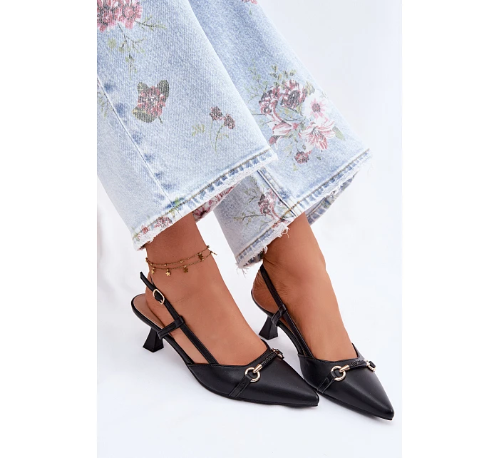 Dámské sandály na podpatku s špičatými špičkami Černé Felessa Dámské sandály na podpatku s špičatými špičkami Černé Felessa