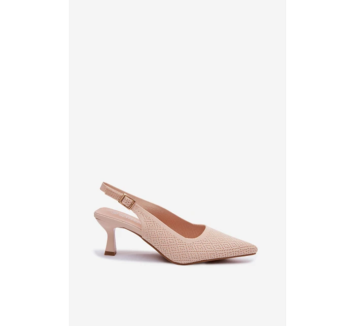 Textilní Sandály Na Podpatku Béžové Delessa Textilní Sandály Na Podpatku Béžové Delessa