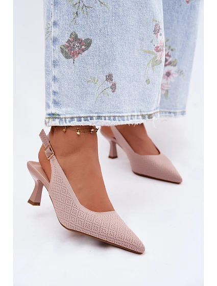 Materiálové sandály na podpatku Špinavě růžové Delessa Materiálové sandály na podpatku Špinavě růžové Delessa