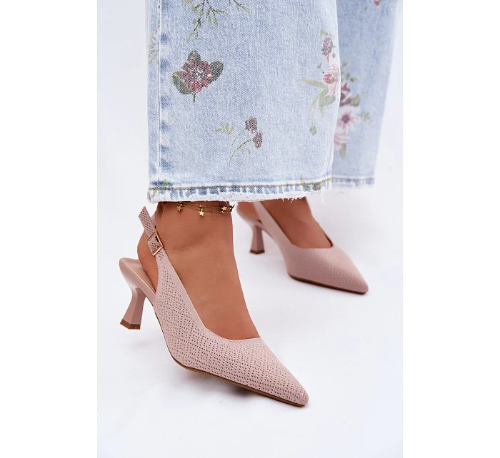 Materiálové sandály na podpatku Špinavě růžové Delessa Materiálové sandály na podpatku Špinavě růžové Delessa