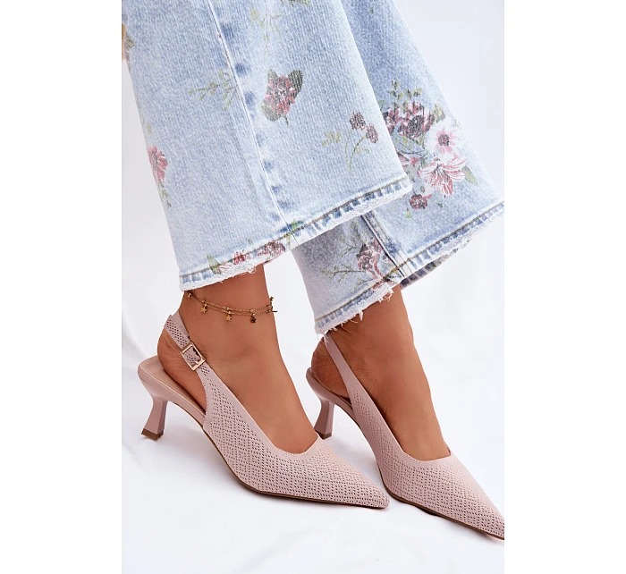 Materiálové sandály na podpatku Špinavě růžové Delessa Materiálové sandály na podpatku Špinavě růžové Delessa