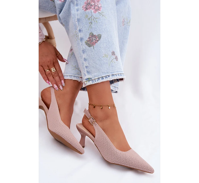 Materiálové sandály na podpatku Špinavě růžové Delessa Materiálové sandály na podpatku Špinavě růžové Delessa