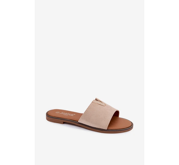 Dámské ploché nazouváky s ozdobným detailem V béžové model 22111384 - Boto Dámské ploché nazouváky s ozdobným detailem V béžové model 22111384 - Boto