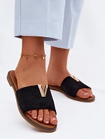 Dámské ploché nazouváky s ozdobným detailem V Černé Nelmira