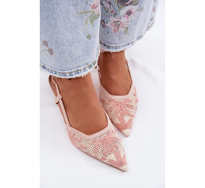 Sandály na podpatku s květinami Růžové Kelmira Sandály na podpatku s květinami Růžové Kelmira