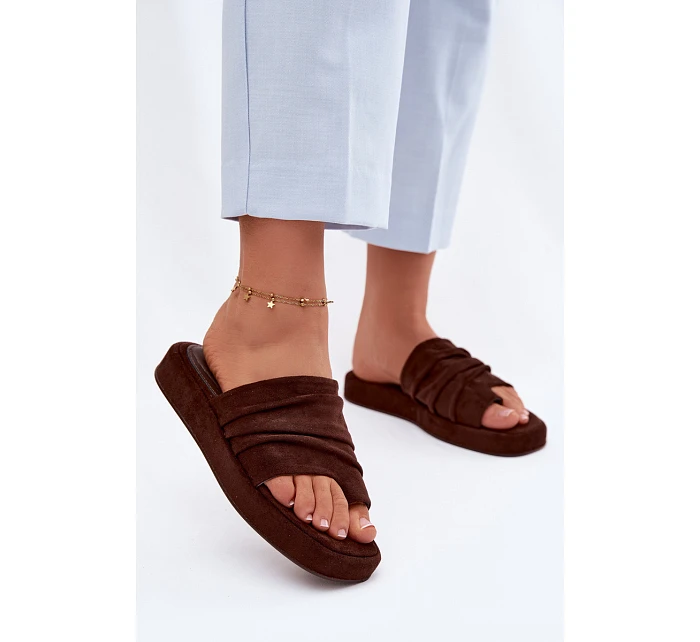 Dámské pantofle s mašlí Čokoládové Gelmira Dámské pantofle s mašlí Čokoládové Gelmira