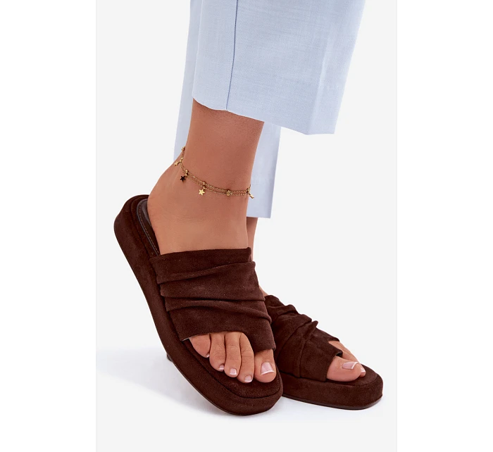 Dámské pantofle s mašlí Čokoládové Gelmira Dámské pantofle s mašlí Čokoládové Gelmira