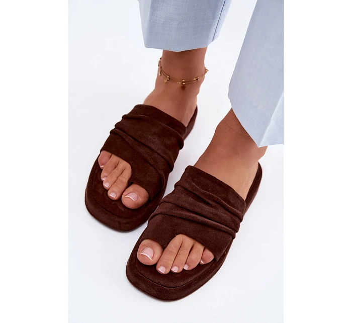 Dámské pantofle s mašlí Čokoládové Gelmira Dámské pantofle s mašlí Čokoládové Gelmira