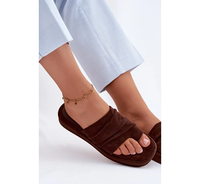 Dámské pantofle s mašlí Čokoládové Gelmira Dámské pantofle s mašlí Čokoládové Gelmira