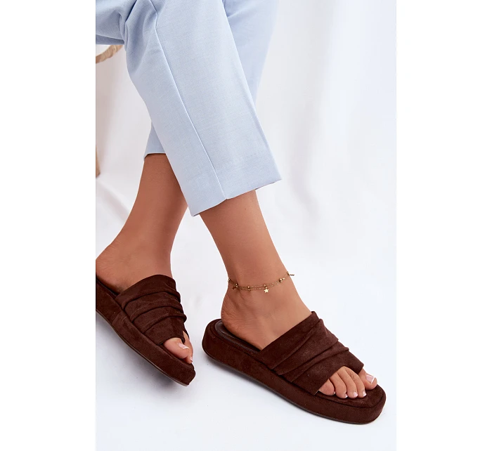 Dámské pantofle s mašlí Čokoládové Gelmira Dámské pantofle s mašlí Čokoládové Gelmira