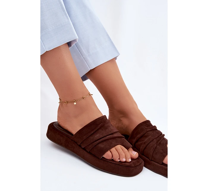 Dámské pantofle s mašlí Čokoládové Gelmira Dámské pantofle s mašlí Čokoládové Gelmira