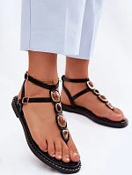 Dámské žabky s plochou podrážkou s ozdobami Černé Dorena