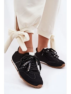 Dámské nízké tenisky s korálky černé Galora