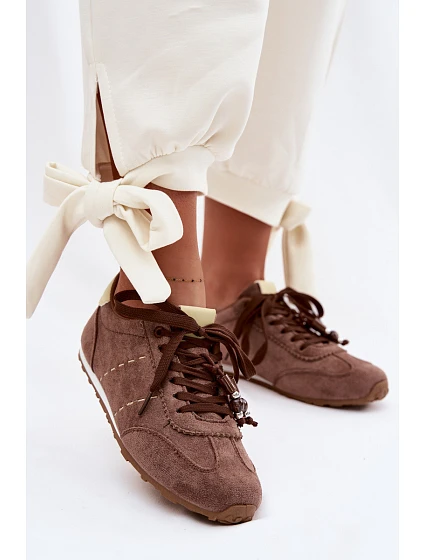 Dámské nízké tenisky s korálky Hnědé Galora Dámské nízké tenisky s korálky Hnědé Galora