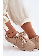 Dámské nízké tenisky s korálky béžové Galora