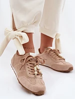 Dámské nízké tenisky s korálky béžové Galora