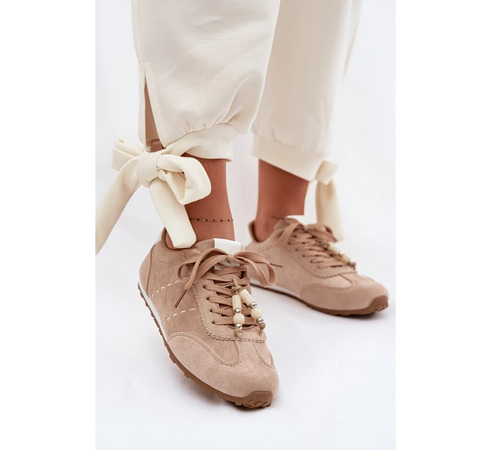 Dámské nízké tenisky s korálky béžové Galora Dámské nízké tenisky s korálky béžové Galora