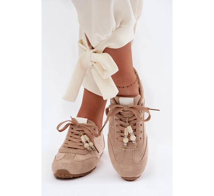 Dámské nízké tenisky s korálky béžové Galora Dámské nízké tenisky s korálky béžové Galora