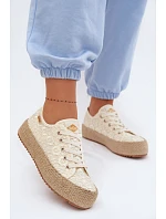 Krajkové tenisky Espadryle na platformě Lee Cooper LCW-26-31-4328 Béžové