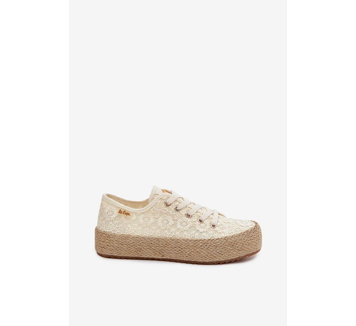 Krajkové tenisky Espadryle na platformě Lee Cooper LCW-26-31-4328 Béžové Krajkové tenisky Espadryle na platformě Lee Cooper LCW-26-31-4328 Béžové