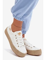 Krajkové tenisky espadrilky na platformě Lee Cooper LCW-26-31-4326 Bílé Krajkové tenisky espadrilky na platformě Lee Cooper LCW-26-31-4326 Bílé