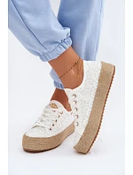 Krajkové tenisky espadrilky na platformě Lee Cooper LCW-26-31-4326 Bílé Krajkové tenisky espadrilky na platformě Lee Cooper LCW-26-31-4326 Bílé