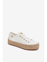 Krajkové tenisky espadrilky na platformě Lee Cooper LCW-26-31-4326 Bílé Krajkové tenisky espadrilky na platformě Lee Cooper LCW-26-31-4326 Bílé
