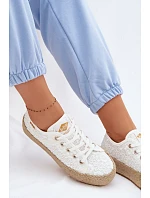Krajkové tenisky espadrilky na platformě Lee Cooper LCW-26-31-4326 Bílé Krajkové tenisky espadrilky na platformě Lee Cooper LCW-26-31-4326 Bílé
