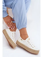 Krajkové tenisky espadrilky na platformě Lee Cooper LCW-26-31-4326 Bílé Krajkové tenisky espadrilky na platformě Lee Cooper LCW-26-31-4326 Bílé