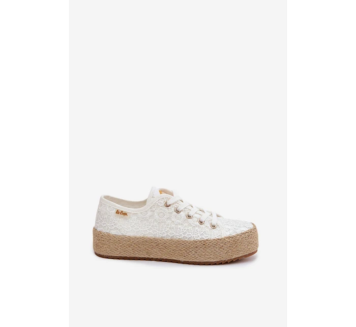 Krajkové tenisky espadrilky na platformě Lee Cooper LCW-26-31-4326 Bílé Krajkové tenisky espadrilky na platformě Lee Cooper LCW-26-31-4326 Bílé