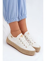 Krajkové tenisky espadrilky na platformě Lee Cooper LCW-26-31-4326 Bílé Krajkové tenisky espadrilky na platformě Lee Cooper LCW-26-31-4326 Bílé