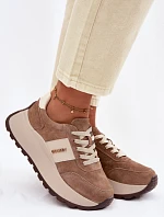 Dámské tenisky na platformě z přírodního semiše tmavě béžové Rosinae