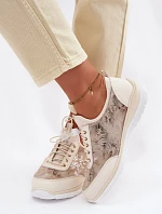 Vzorové kožené polobotky Dívčí D&A GR61-5990 Béžové