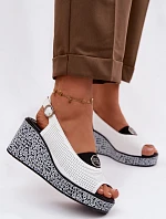 Kožené sandály na platformě S.Barski LR61-7010 bílé