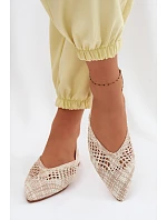 Dámské béžové ploché sandály Plecione Lelrene